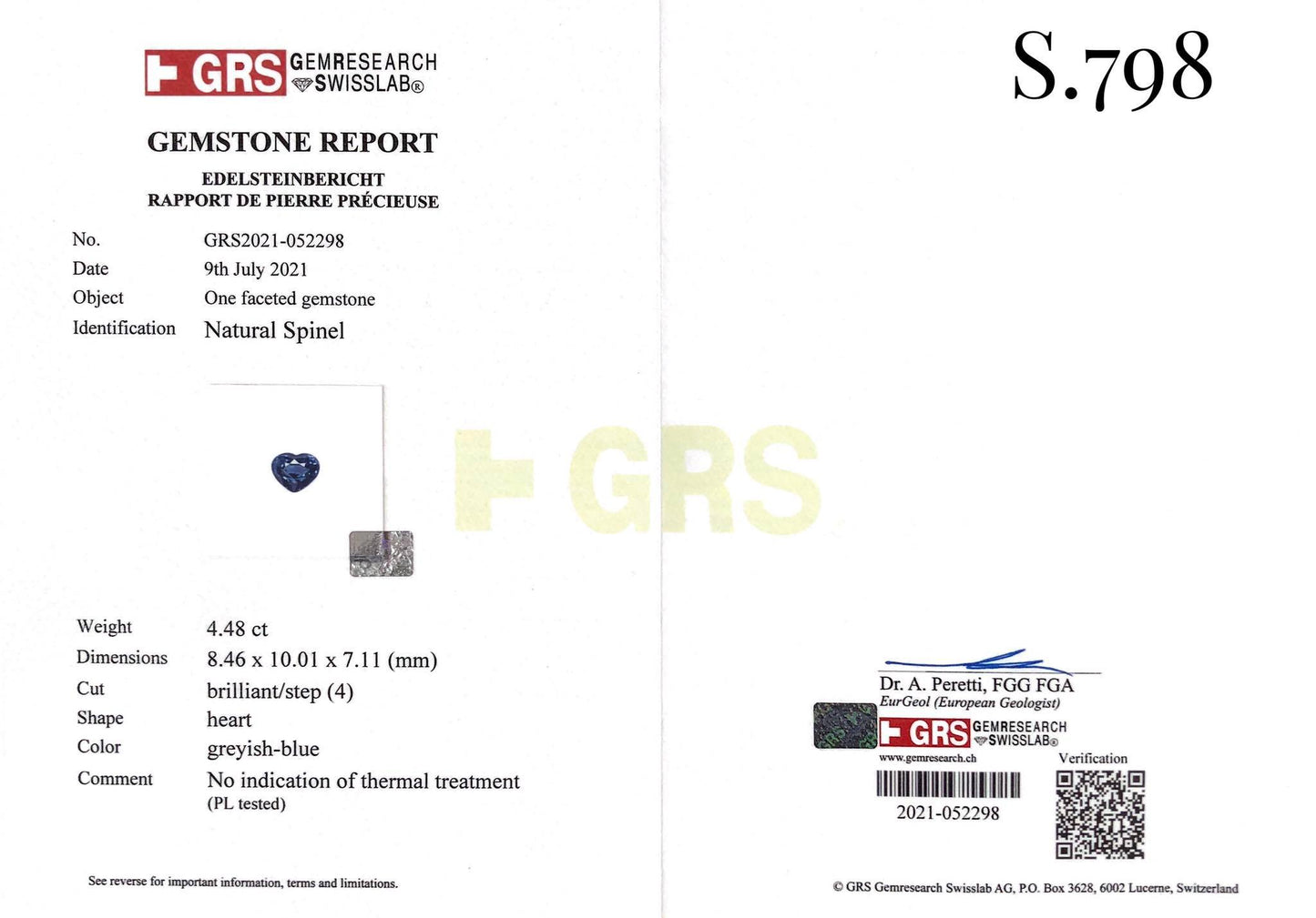 Blue Spinel 4.48 ct