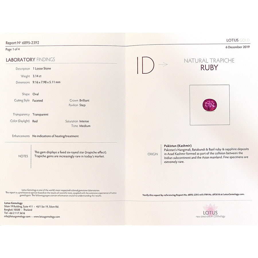 Kashmir Trapiche Ruby 3.14 ct