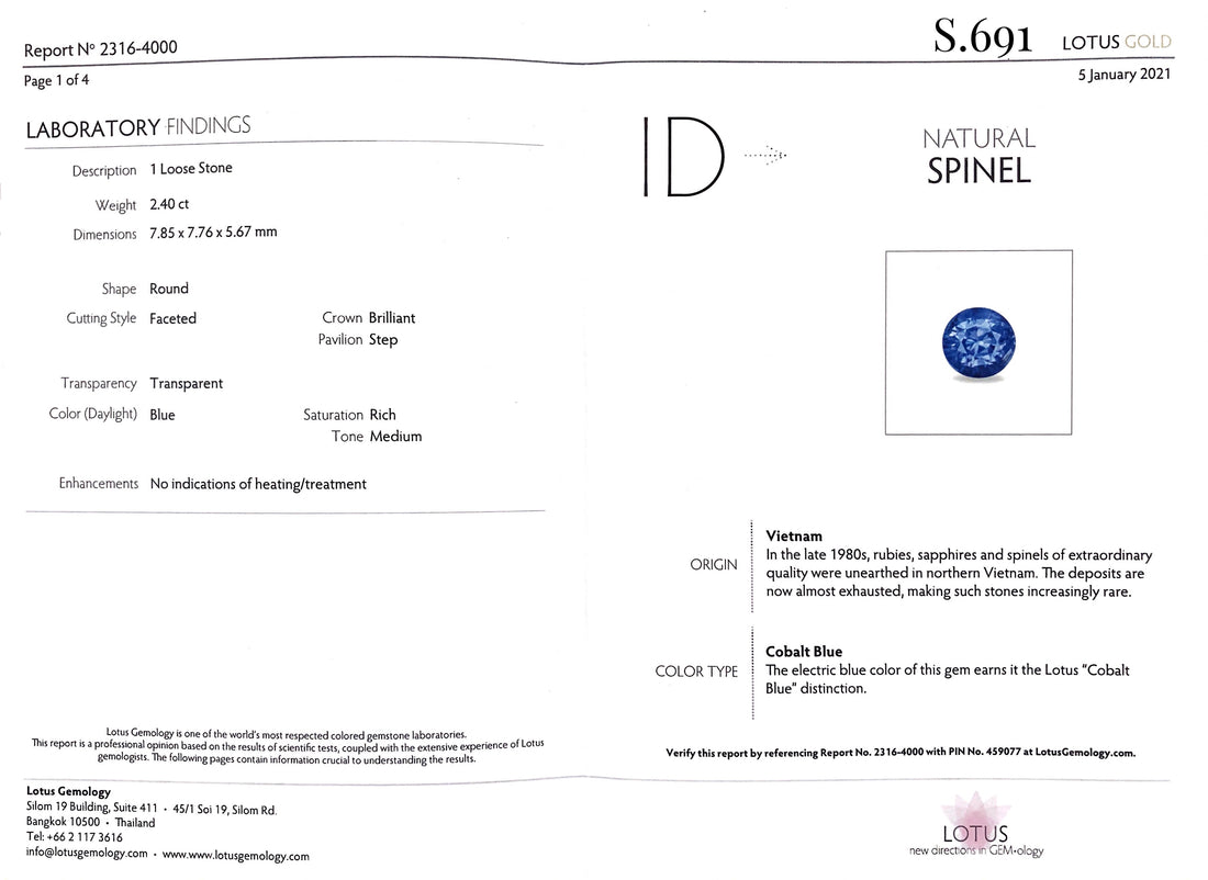 Cobalt Blue Spinel Vietnam 2.40 ct