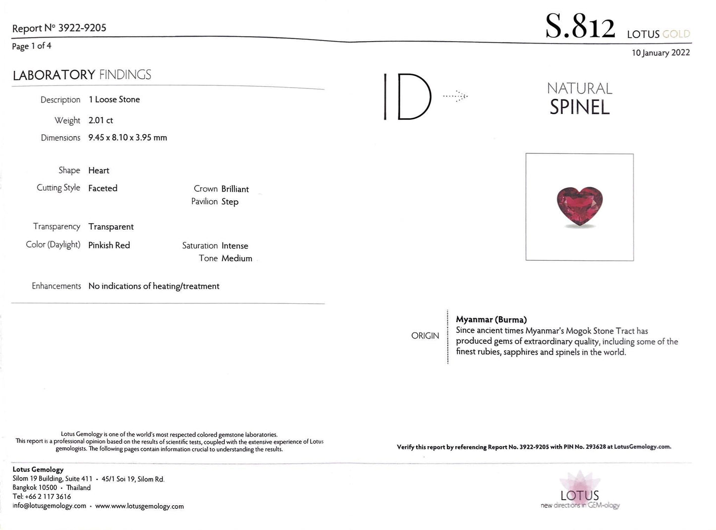 Heart Pink Spinel 2.02 ct
